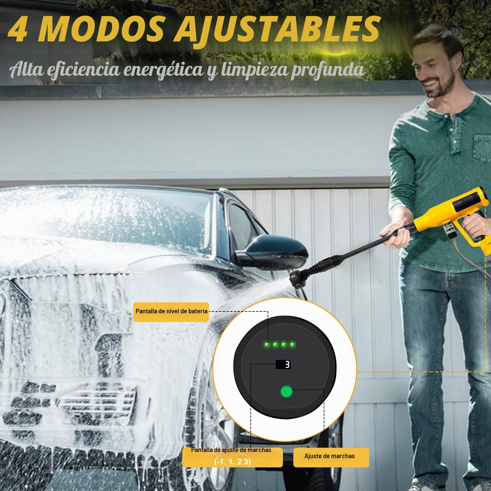 Hidrolimpiadora sin Cable Compatible con batería Dewalt 20V, 700 PSI Hidrolimpiadora portátil de Mano con cañón de Espuma con Boquilla 6 en 1 para Limpieza de Suelos de Coches y Paredes (sin batería)