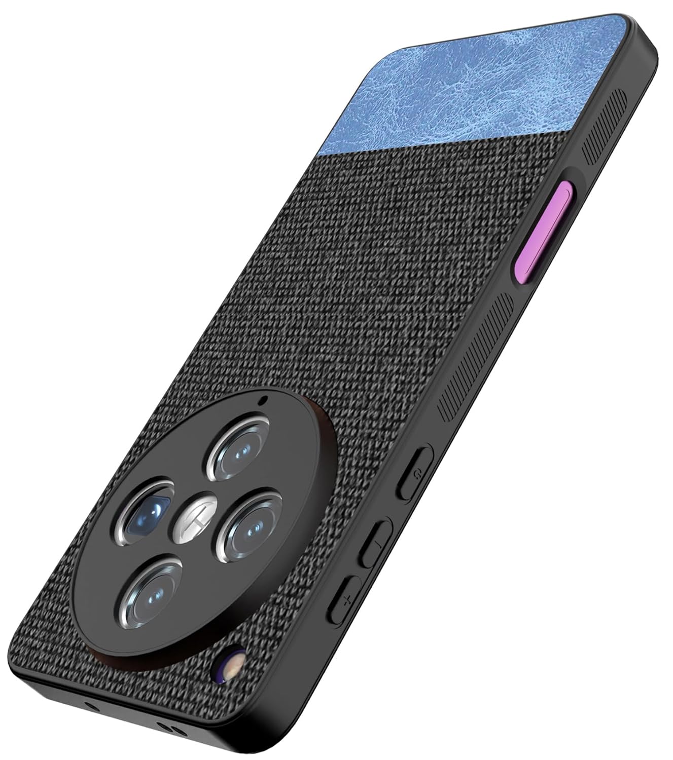 Kapa Soft Fabric & Leather Hybrid Protective Back Cover for Oppo Find X8 Pro | Shockproof Slim Hard Anti Slip Back Case (Black,Blue) Kapa Soft Fabric & Leather Hybrid Protective Back Cover for Oppo Find X8 Pro | Shockproof Slim Hard Anti Slip Back Case (Black,Blue)