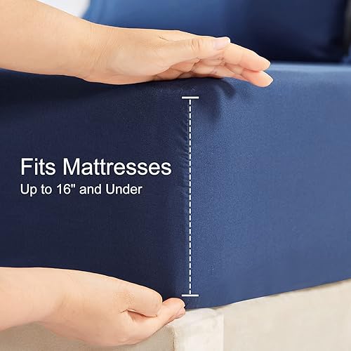 Miniatura 4 de YIYEA Sábana bajera ajustable con funda de almohada, 1800 hilos de microfibra de doble cepillado con bolsillo profundo, sábana bajera ultrasuave y