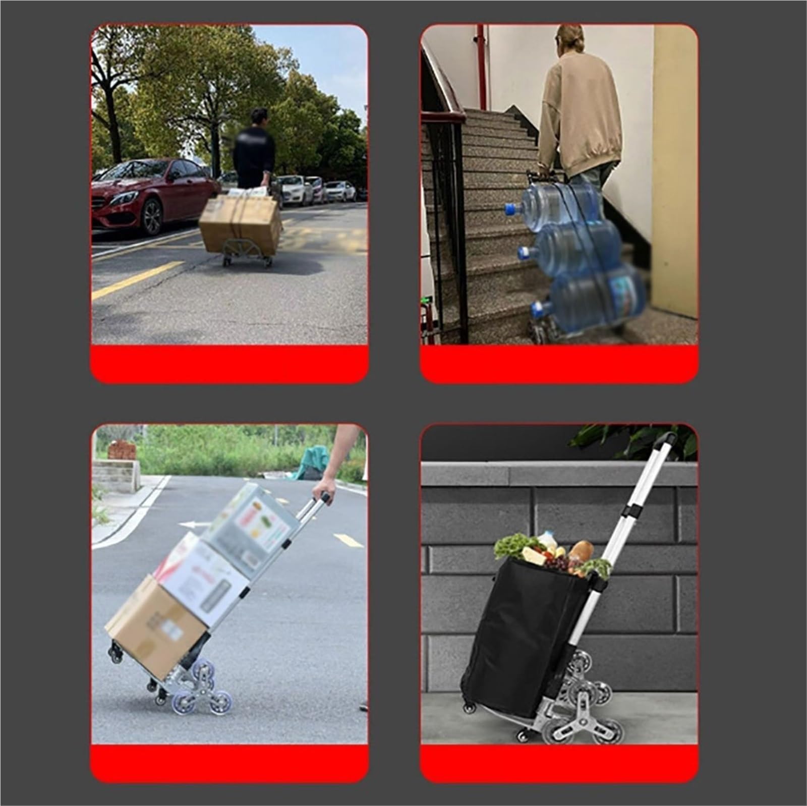 Schwerlast-Klappkarre Zusammenklappbarer und fahrbarer tragbarer Gepäckwagen for Treppensteigen Paletten- und Transport auf Rädern