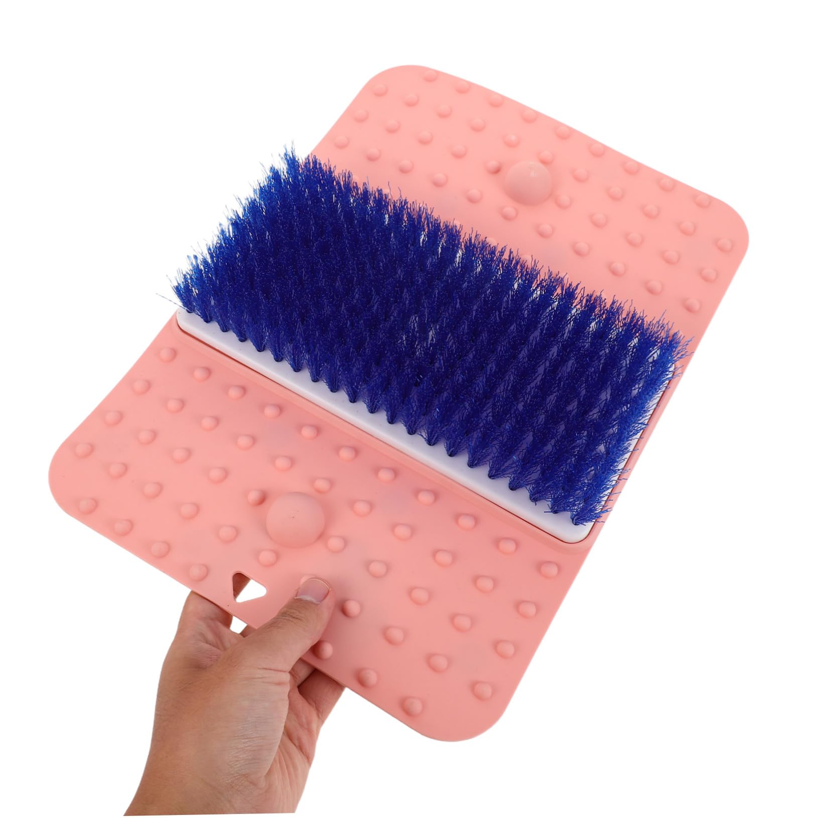Limpiador de Pies para Ducha Rosa con Cepillo Integrado Antideslizante | Tpr y Pvc, Masaje y Exfoliación de Talones, Uso en Baño o Viaje, Formato de Alfombrilla con Ventosas