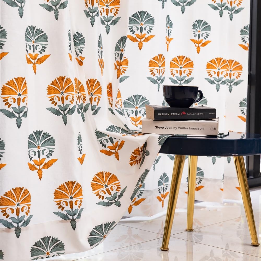 Urban Space 100% Cotton Curtains for Door, 60-65% Room Darkening Decorative Curtains, Readymade Tieback and Eyelet Curtain Set of 2 (Mango, Door - 7 feet x 4 feet) (B0DJ5N3VSP) Amazon Price History, Amazon Price Tracker