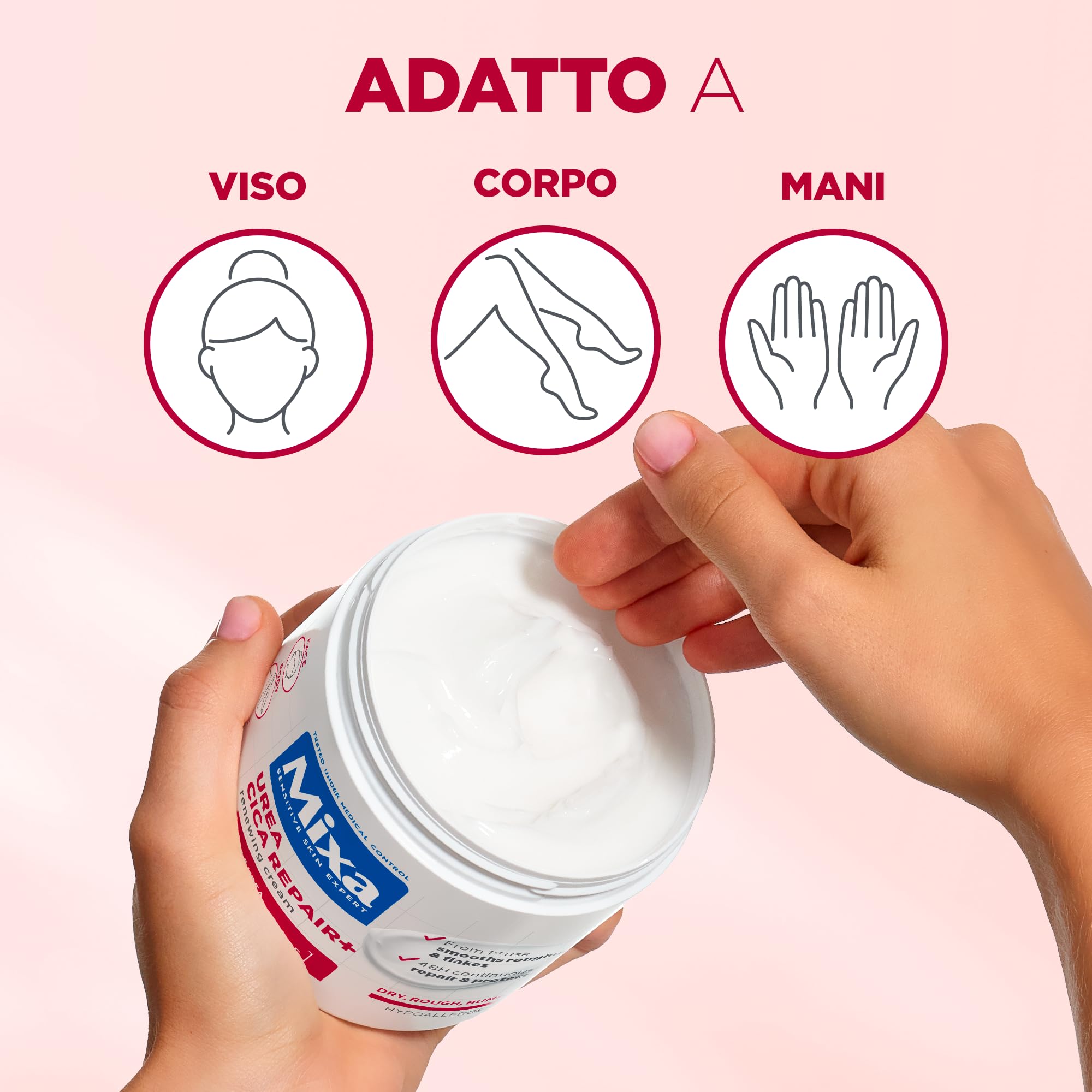 Mixa Crema Corpo Rigenerante, Per Pelle Secca e Ruvida, Pelle Idratata e Lenita per 48H, Barriera Cutanea Riparata e Protetta, Con il 10% di Urea e Amino acid, Urea Cica Repair +, 400 ml