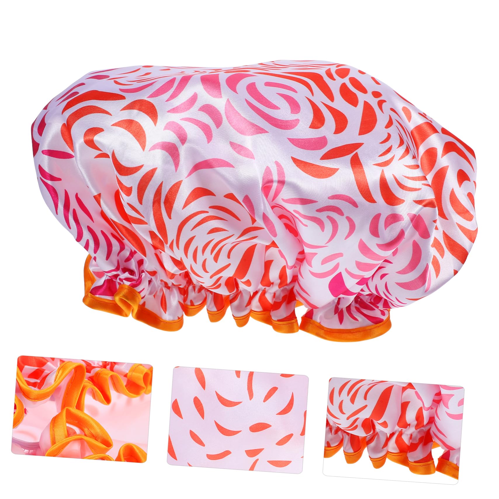 Bonnet de Bain en Satin Double Couche Orange pour Femmes