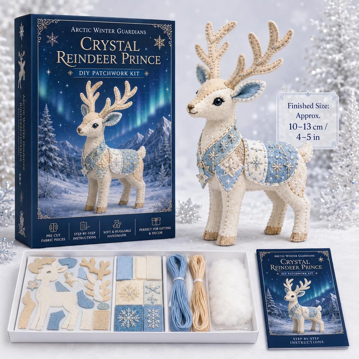 Arctic Winter Guardians zestaw patchworkowy DIY, seria Arctic Winter Series, filcowy zestaw do szycia, fantazyjne rzemiosło dla początkujących, zestaw do majsterkowania do dekoracji domu i dla