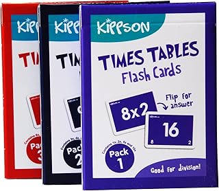 Kippson Times Tables Flash Cards - Multiplication and Divisi