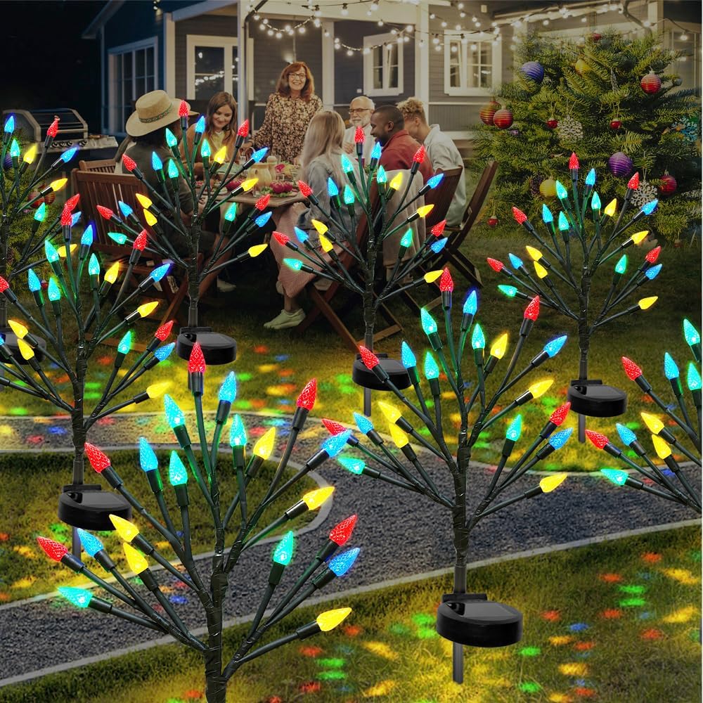 Hexagram Christmas Decorations Outdoor Yard, Christmas Solar Garden Stake Lights, 41