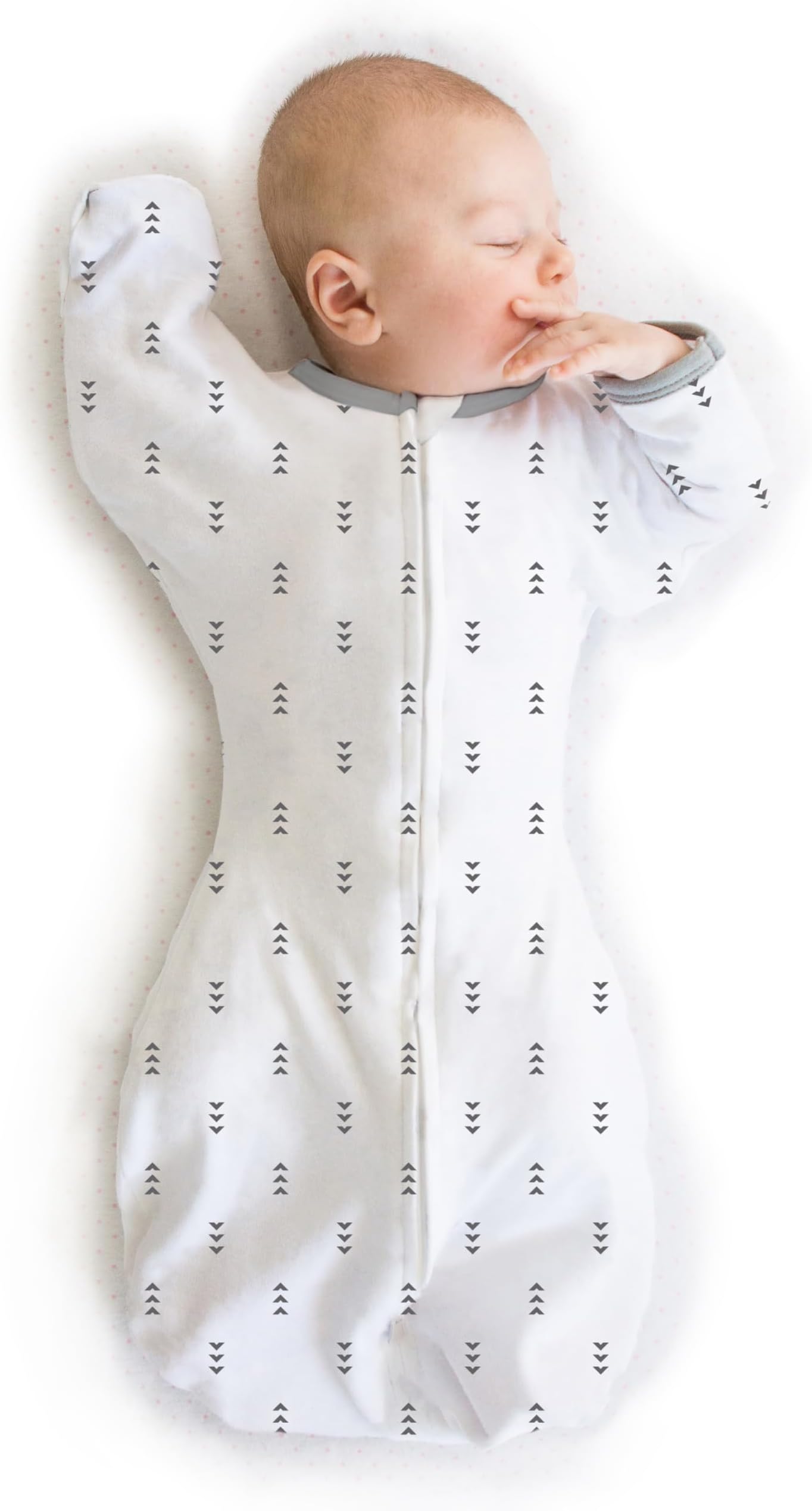 SwaddleDesigns Transitional Swaddle Sack with Arms Up Half-Length Sleeves and Mitten Cuffs, Tiny Arrows, Small, 0-3mo, 6-14 lbs (Better Sleep for Baby Boys, Baby Girls, Easy Swaddle Transition)