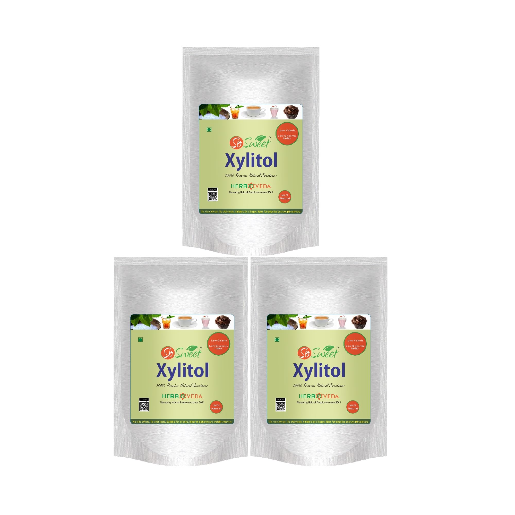 Xylitol Sugar Free Natural Sweetener For Diabetes Care - 3Kg (Pack 0f 03) (1Kg Each)