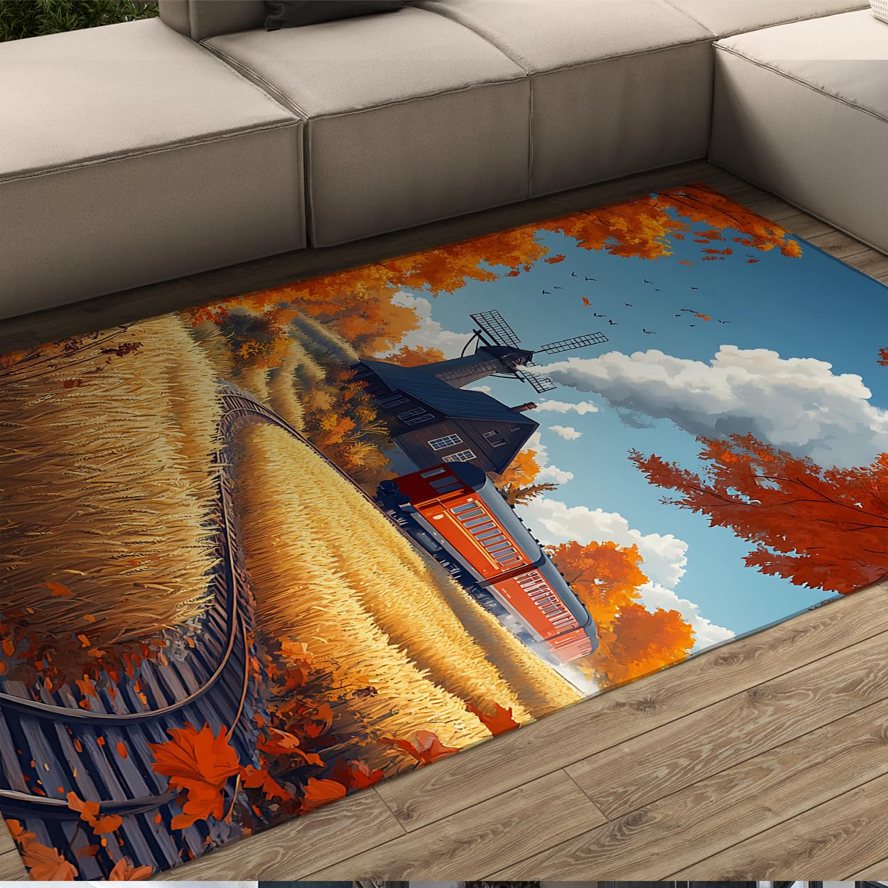 Tapis automne 90x150 lavable et antidérapant pour salon et chambre