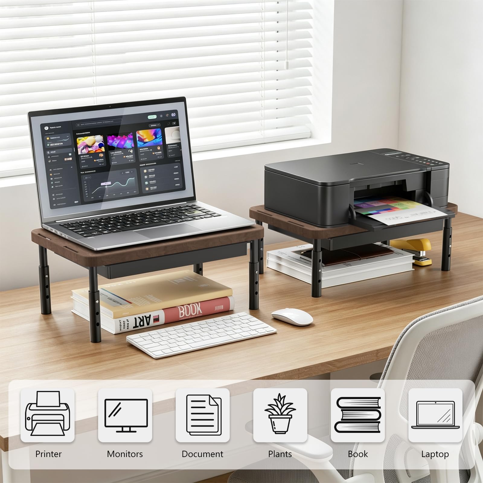 WALI Computer Monitor Stand with Storage, Monitor Riser 3 Height Adjustable view 9