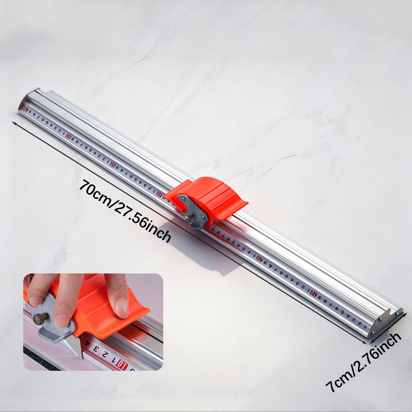 Manueller Schneidelineal Aluminium Schiene Positionierungsmesser Papierschneider Schiebeführung für Heimprojekte Bastelkeller Designbüro, 70cm