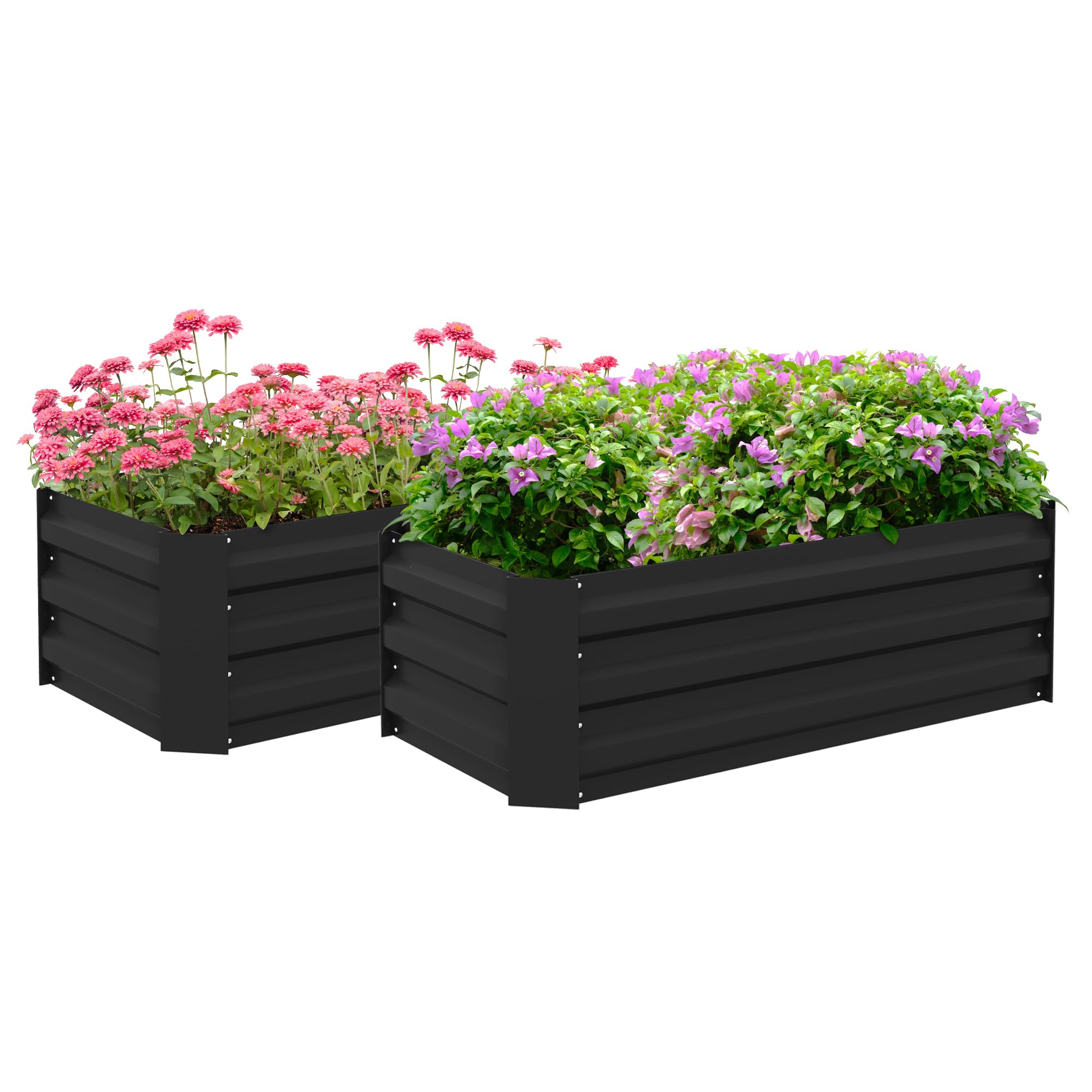 Outsunny Set di 2 cassette da orto dimensioni 100L x 50L x 30H cm - lamiera ondulata grigia