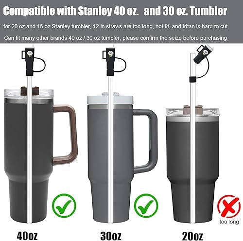Miniatura 4 de ALINK Paquete de 4 popotes de repuesto y cubiertas para popotes Stanley de 40 onzas y 30 onzas, 12 pulgadas de plástico reutilizable transparente