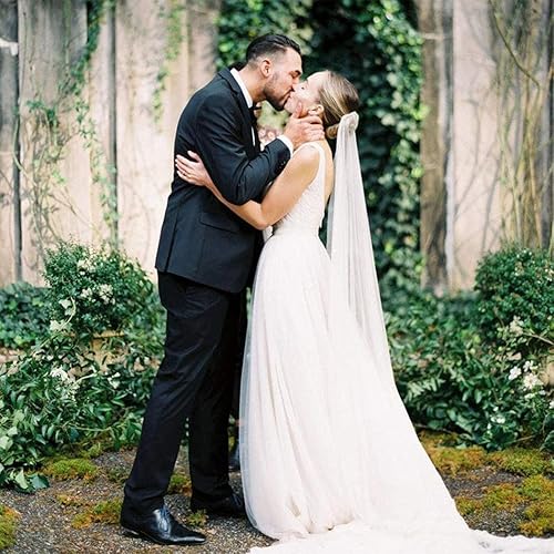 Unicra Velo de novia de novia de 118 pulgadas de longitud de la catedral de novia de tul accesorios de pelo con peine y lindo borde de velo de novia