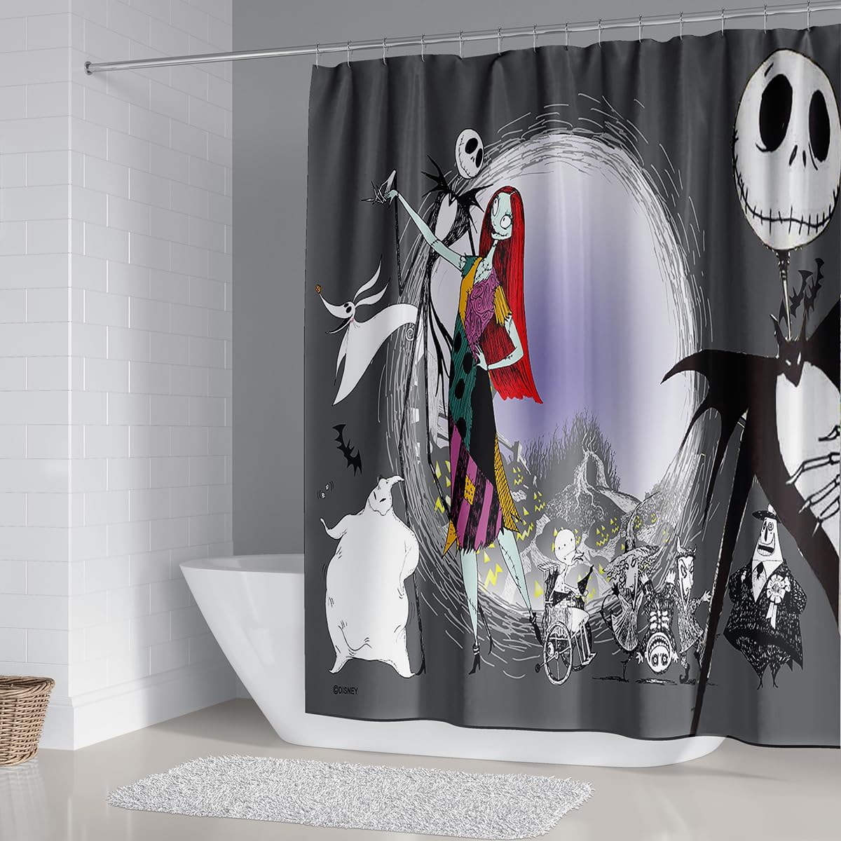 4Pcs Christmas Shower Curtain Sets Kids Bathroom Halloween Decor with 12 Curtain Hooks for Bathroom, Waterproof 71 x 71 inch (D0024) image 2