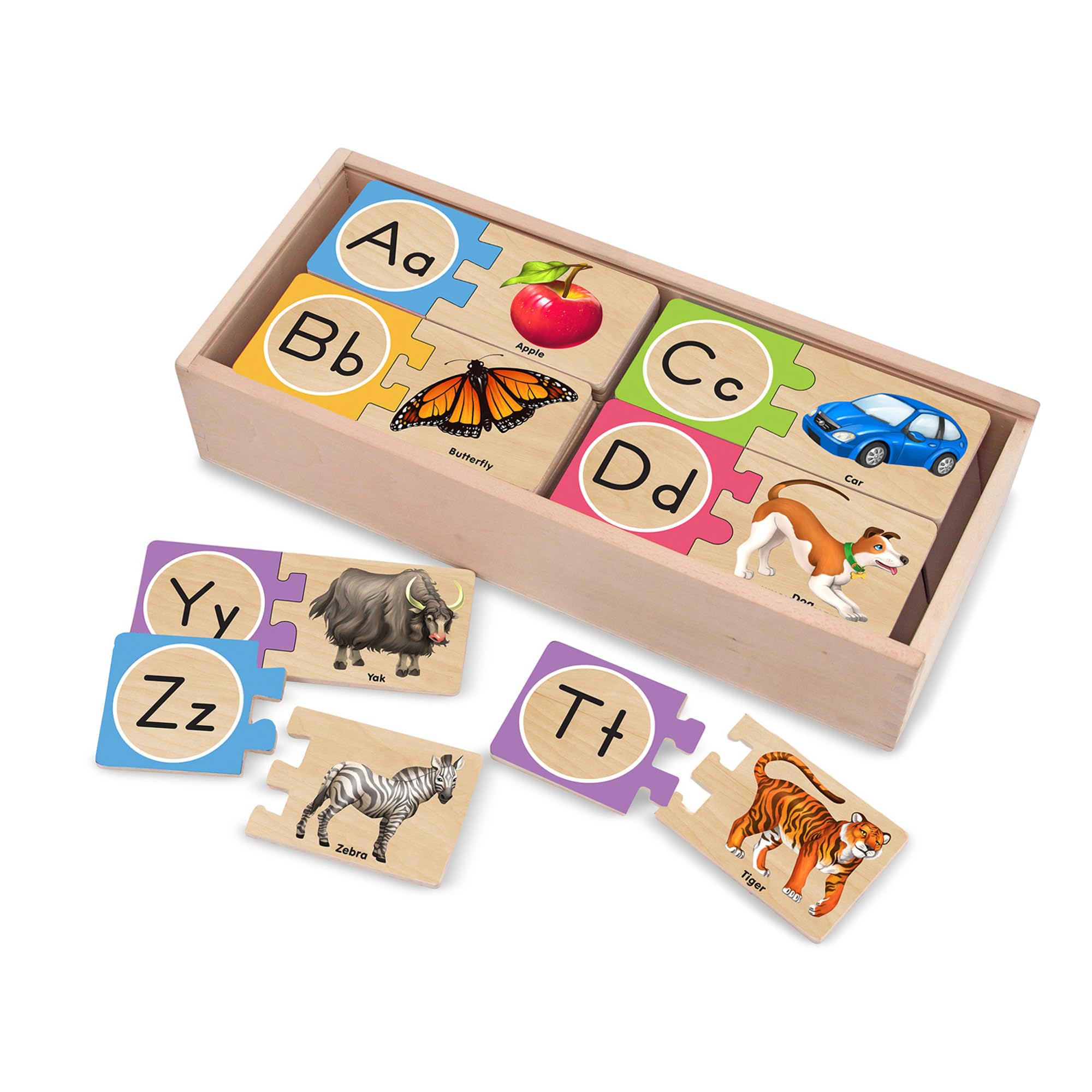 Melissa & Doug Self-Correcting Alphabet Wooden Puzzles | Educational Toys for Kids, 52 Pcs | Age 4+