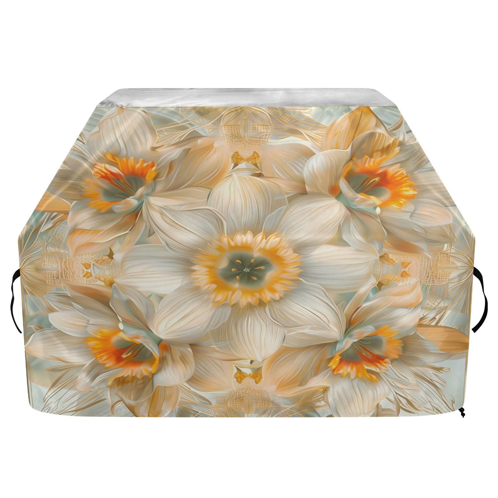 Fundas para ahumadores de 65 pulgadas, resistentes a la nieve, para exteriores, estilo bohemio, floral, color blanco misterio