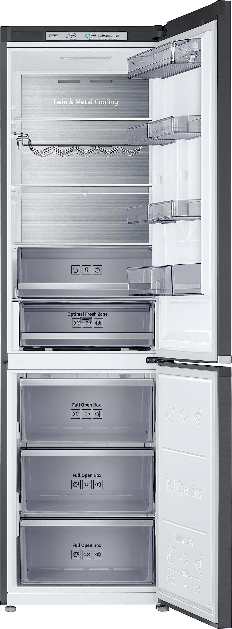 Samsung RL36R8739B1/EG Kühl-/Gefrierkombination, 202 cm, 357 ℓ, Kitchen Fit, Cool Select Plus, Grifflicht, Premium Black Steel