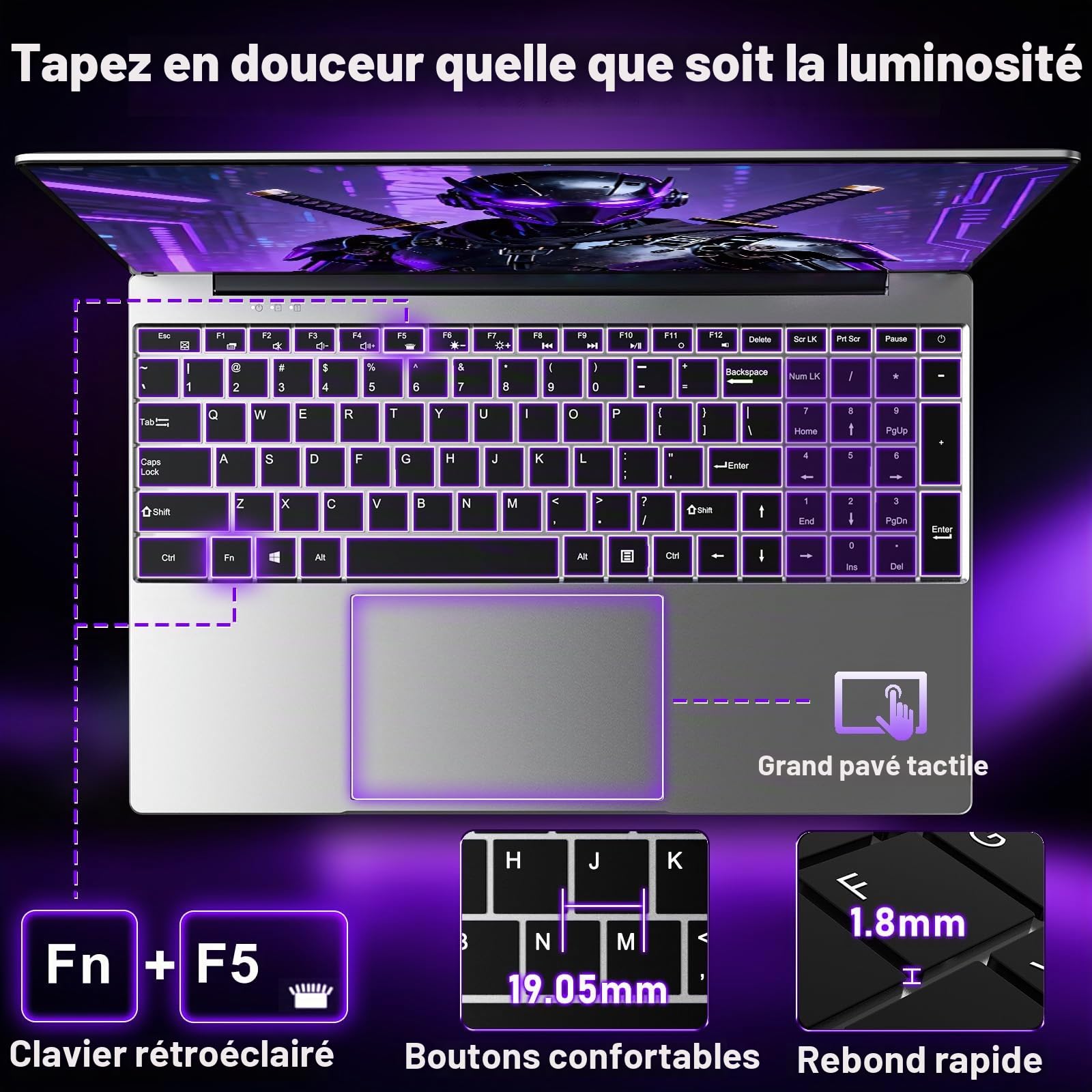 FUNYET Ordinateur Portable,2026 Portable da 15,6 pollici,16 GB di RAM, 1 TB di SSD,Core i7-7600U Laptop PC,IPS FHD 1920 * 1080 Notebook,5000 mAh,WiFi5,Tastiera retroilluminata