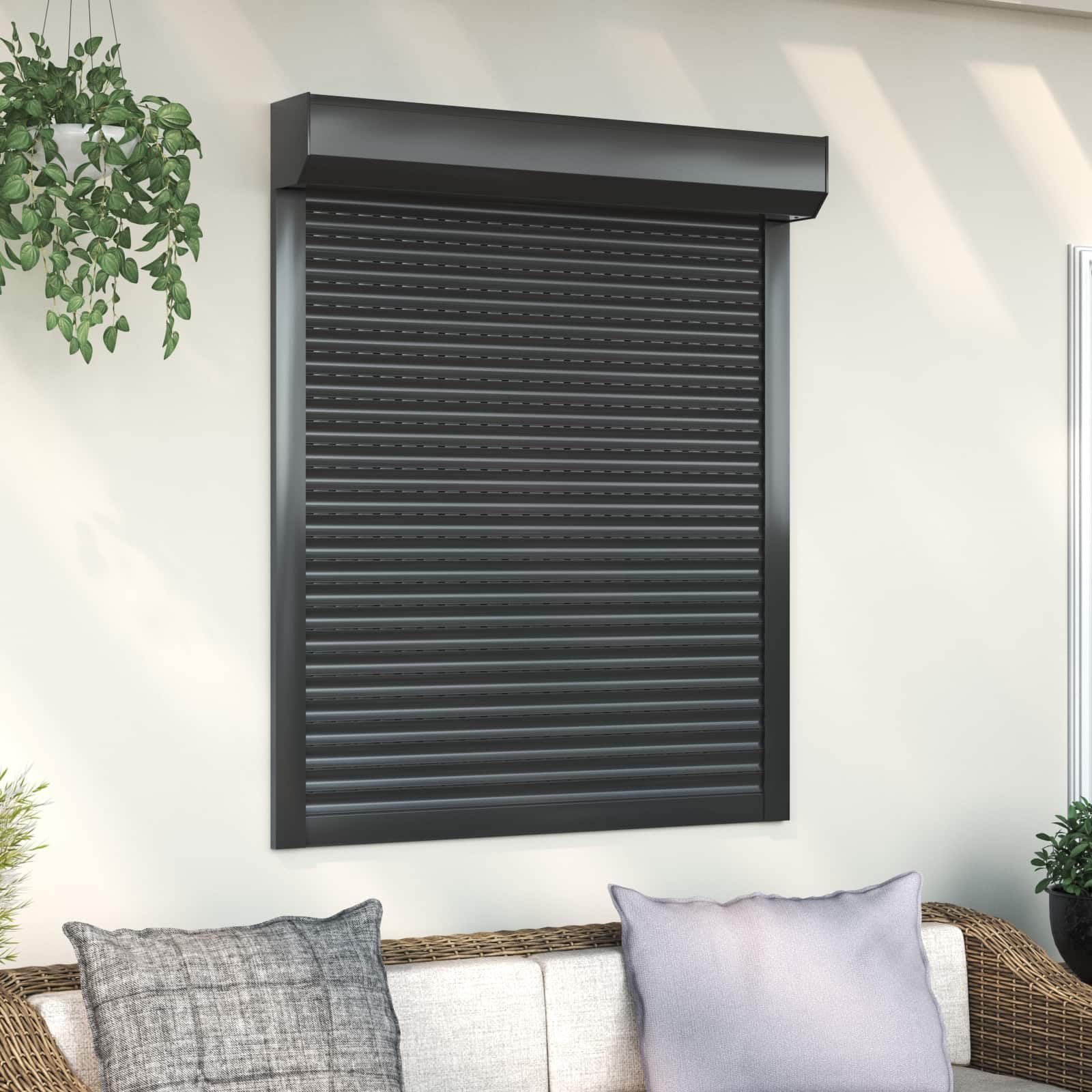 Store enrouleur anthracite 100 x 120 cm en aluminium et polyuréthane pour fenêtre - Protection contre les regards indiscrets et la chaleur - Utilisation manuelle