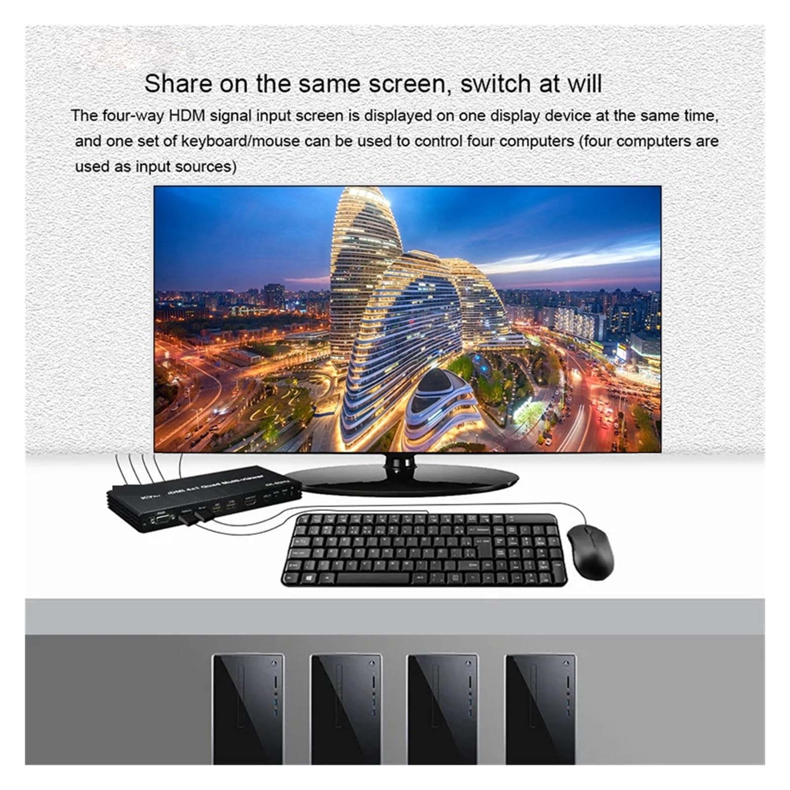 4k 60Hz KVM HMI 4X1 poczwórny rozdzielacz ekranu Multiviewer HMI KVM poczwórny płynny przełącznik 4 w 1 wyjście dla kamery PS4 komputer na monitor telewizyjny