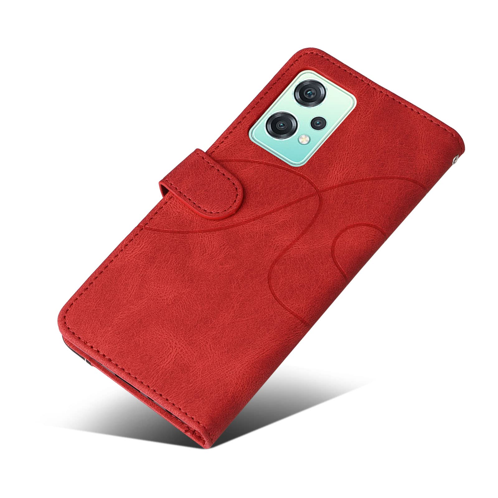 Dusgixar OnePlus Nord CE2 Lite 5G Cover, Flip Custodia Portafoglio Caso Libro Pelle PU e Slim TPU Silicone Antiurto, Ultra Sottile con Chiusura Magnetica e Tasca per Carte Wallet Caso (Rosso