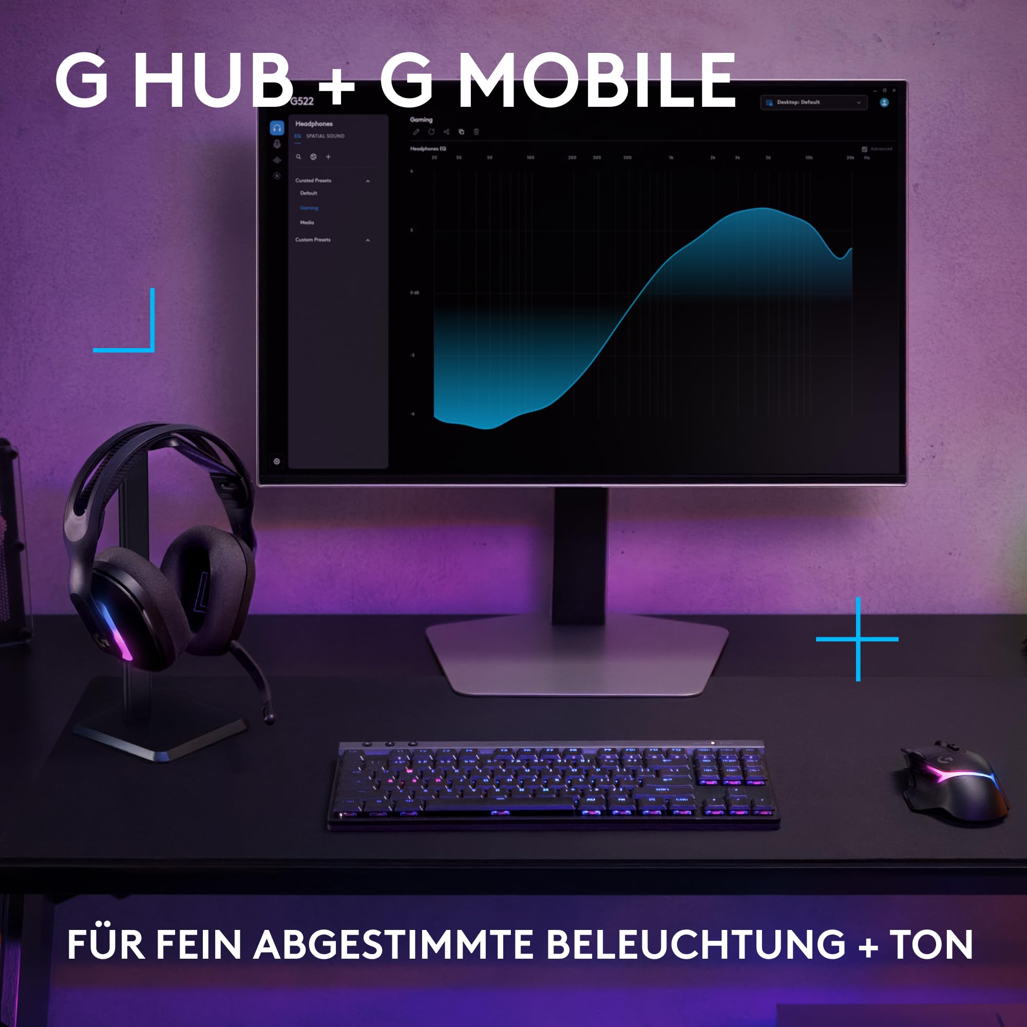 Logitech G G522 LIGHTSPEED, Kabelloses Gaming-Headset, Full-Band-Mikrofon, erweitertes Audio, Tri-Connect (LIGHTSPEED, Bluetooth, USB A auf C), LIGHTSYNC RGB, für PC,Nintendo Switch/Switch 2 – Schwarz