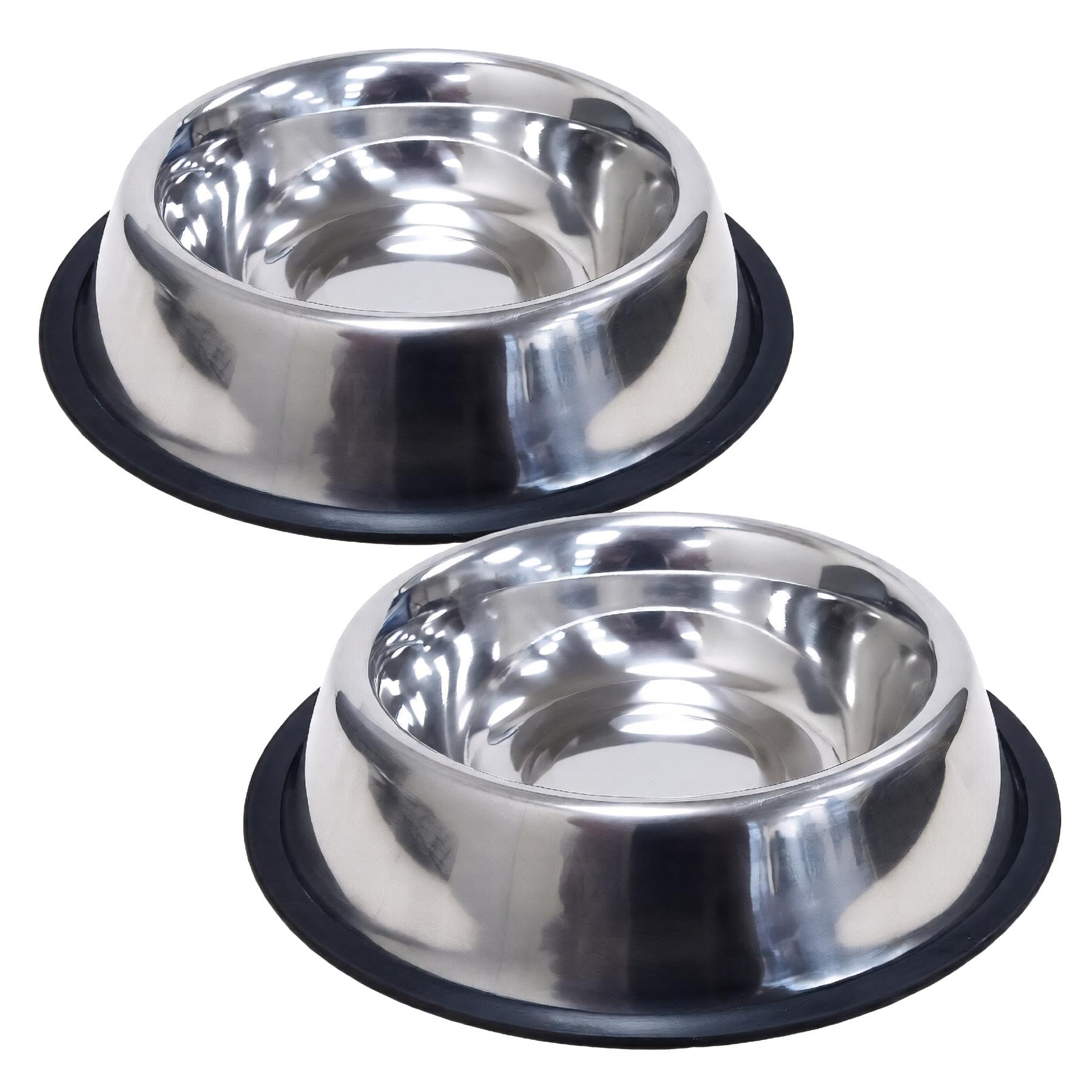 GEEZY Large Stainless Steel Dog Bowls, Set of 2, 25cm / 800ml - Non Slip Rubber Base, Rust Resistant Metal, Pet Food & Water Dish - Durable Classic Puppy Feeding Bowls for Medium to Large Dogs