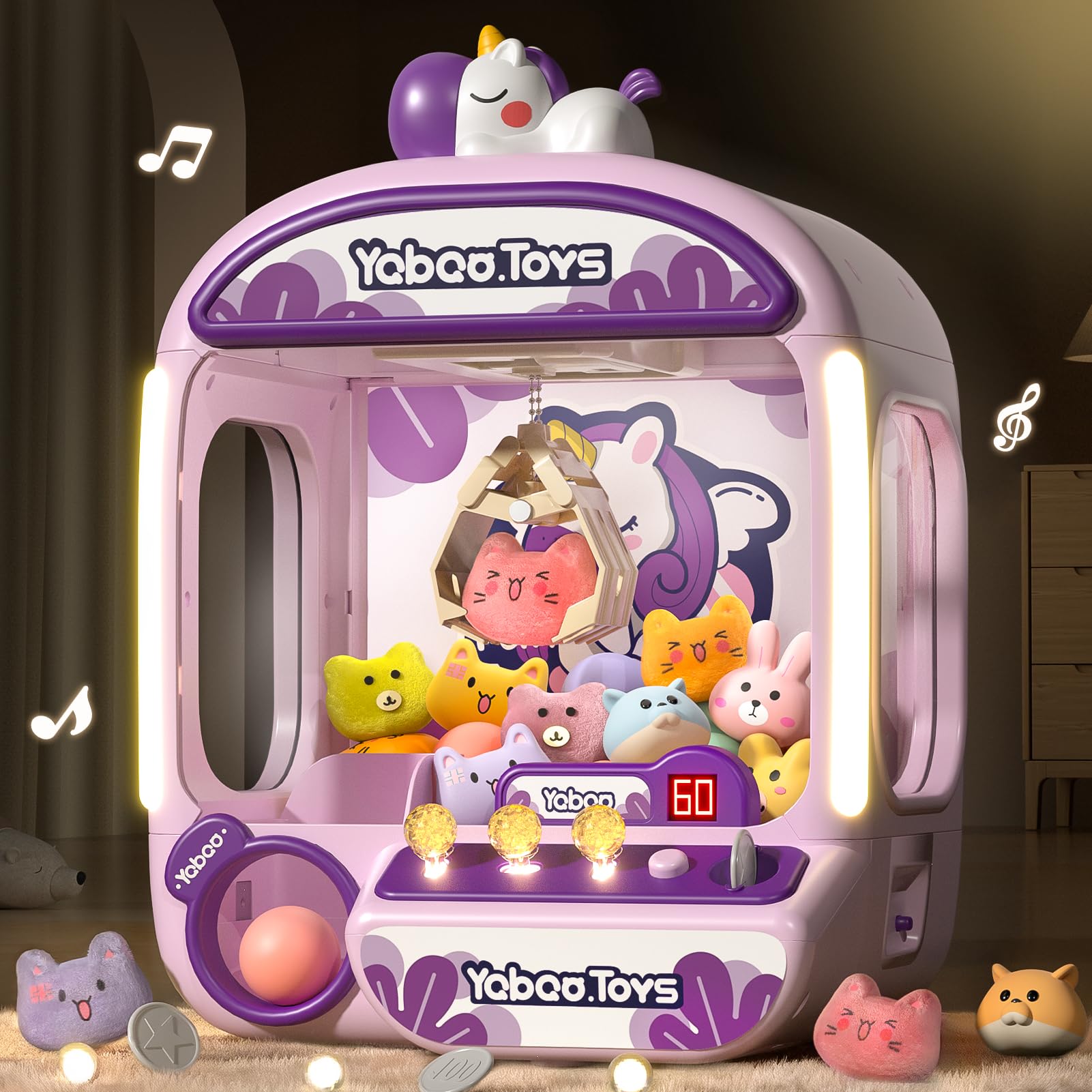 Claw Machine for Kids, Unicorns Toy Claw Machine Large, Mini Arcade Claws Machine with Prizes Toys Refill Inside, Kids Vending Game Machine, Party Prize Candy Dispenser, Birthday Gift for Girls Boys