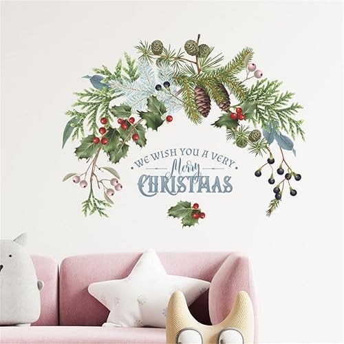 Miniatura 4 de Calcomanías de pared de Navidad para ventana de fiesta de Navidad, calcomanías de ramas de Feliz Navidad para decoración de fiesta de Navidad,