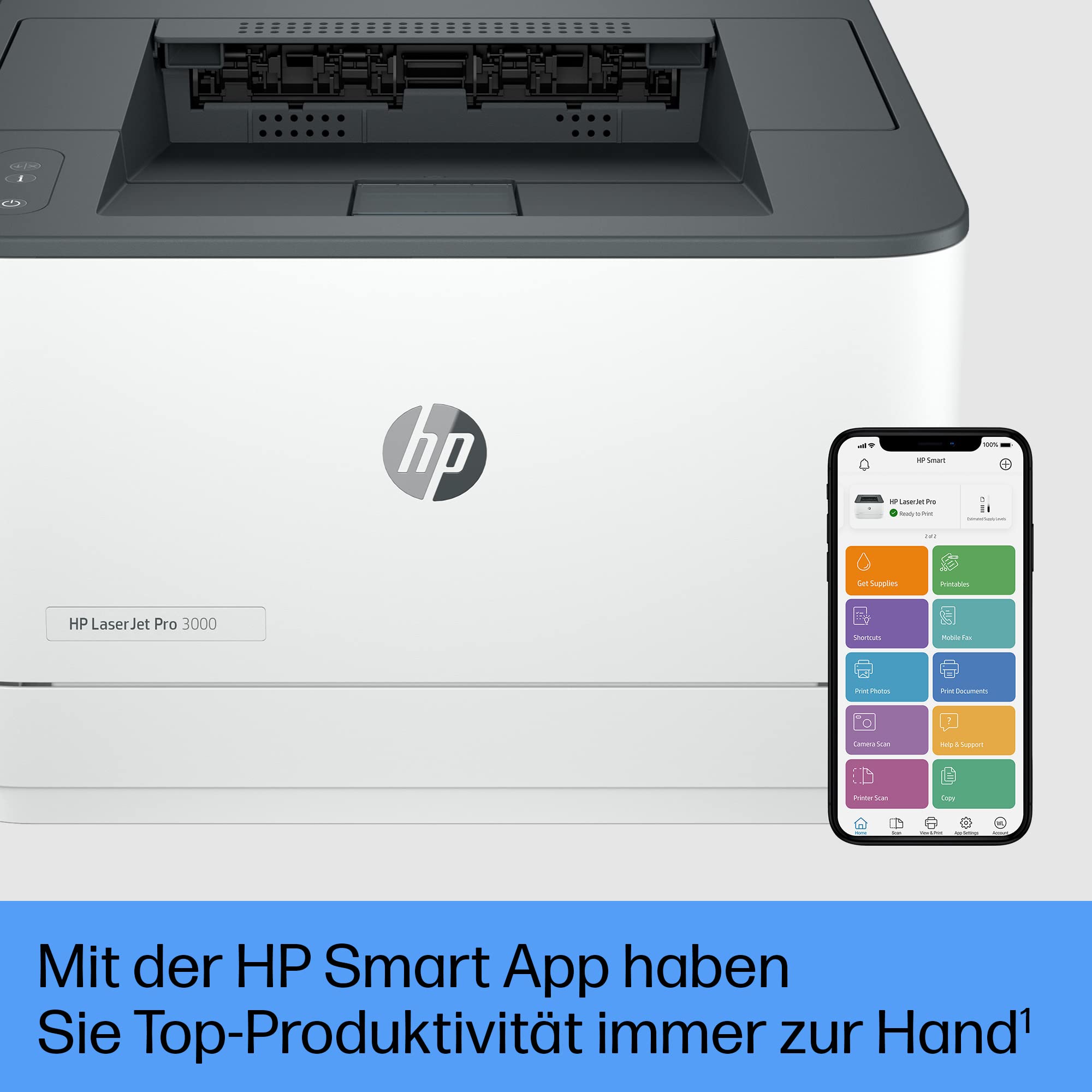 HP LaserJet Pro 3002dw Laserdrucker, Automatischer beidseitiger Druck, Bis zu 33 A4-Seiten pro Minute, Hi-Speed USB, WiFi, Ethernet, Bluetooth, Smart App, Wolf Pro Security