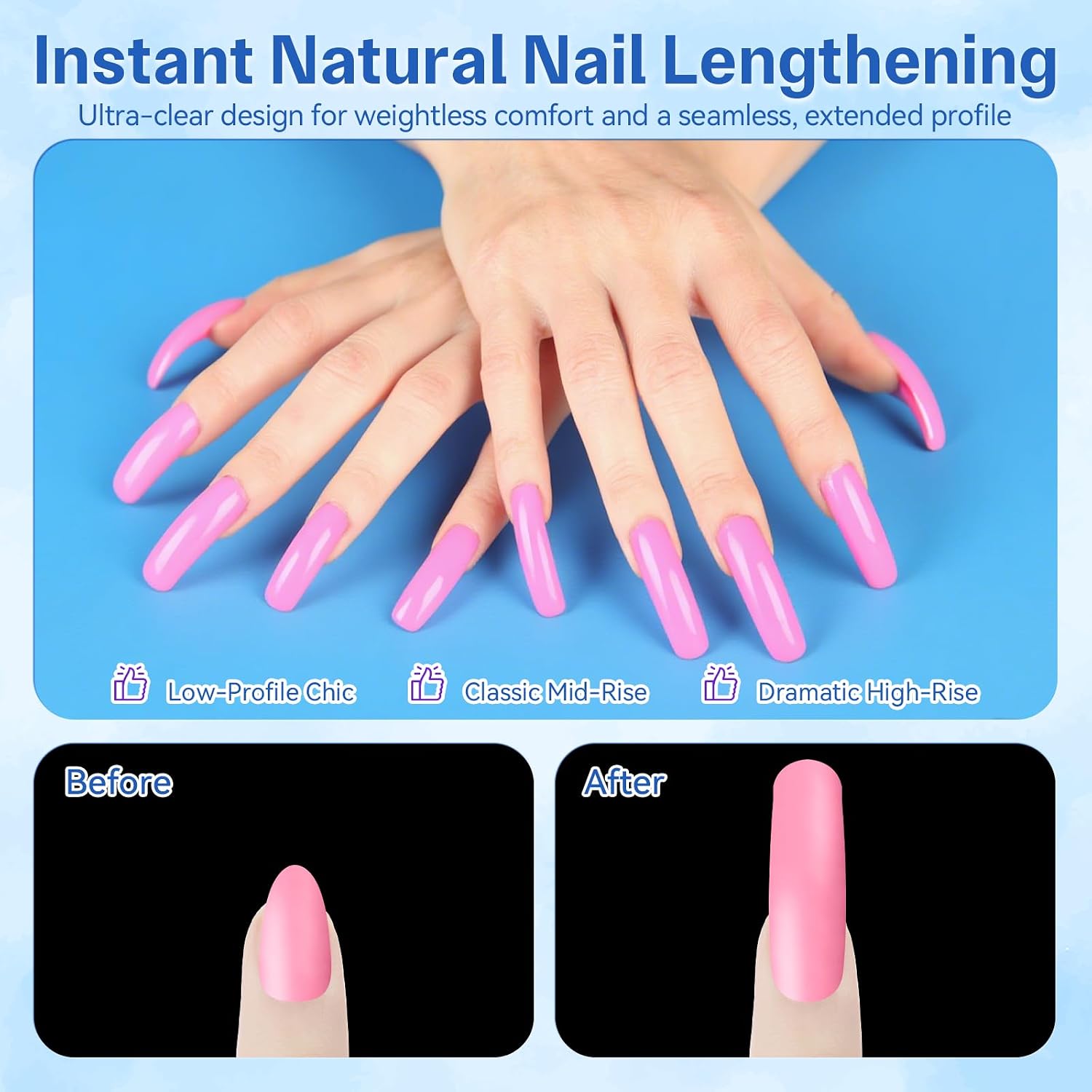 Curved Square Dual Nail Forms with Guiding Line – Reusable M & L & XL Polygel Molds for Full Cover Nail Extensions, Salon & DIY Nail Art Supplies, 150PCS (15 Sizes)
