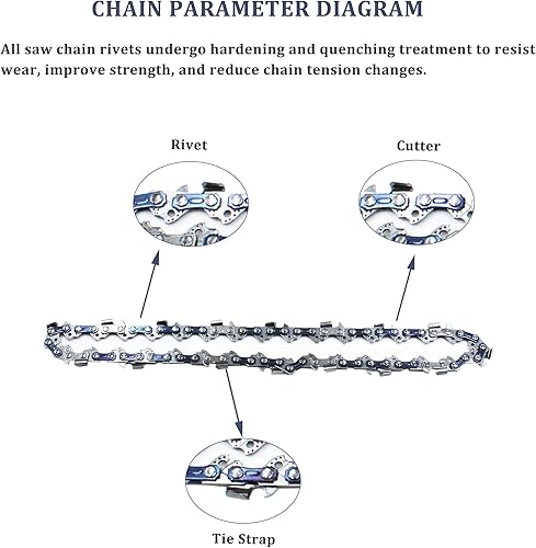 Miniatura 10 de 49-16-2750 Cadena de sierra de podar de 8 pulgadas para motosierra Milwaukee 3004-20, cadena de repuesto de 8 pulgadas para sierra de podar
