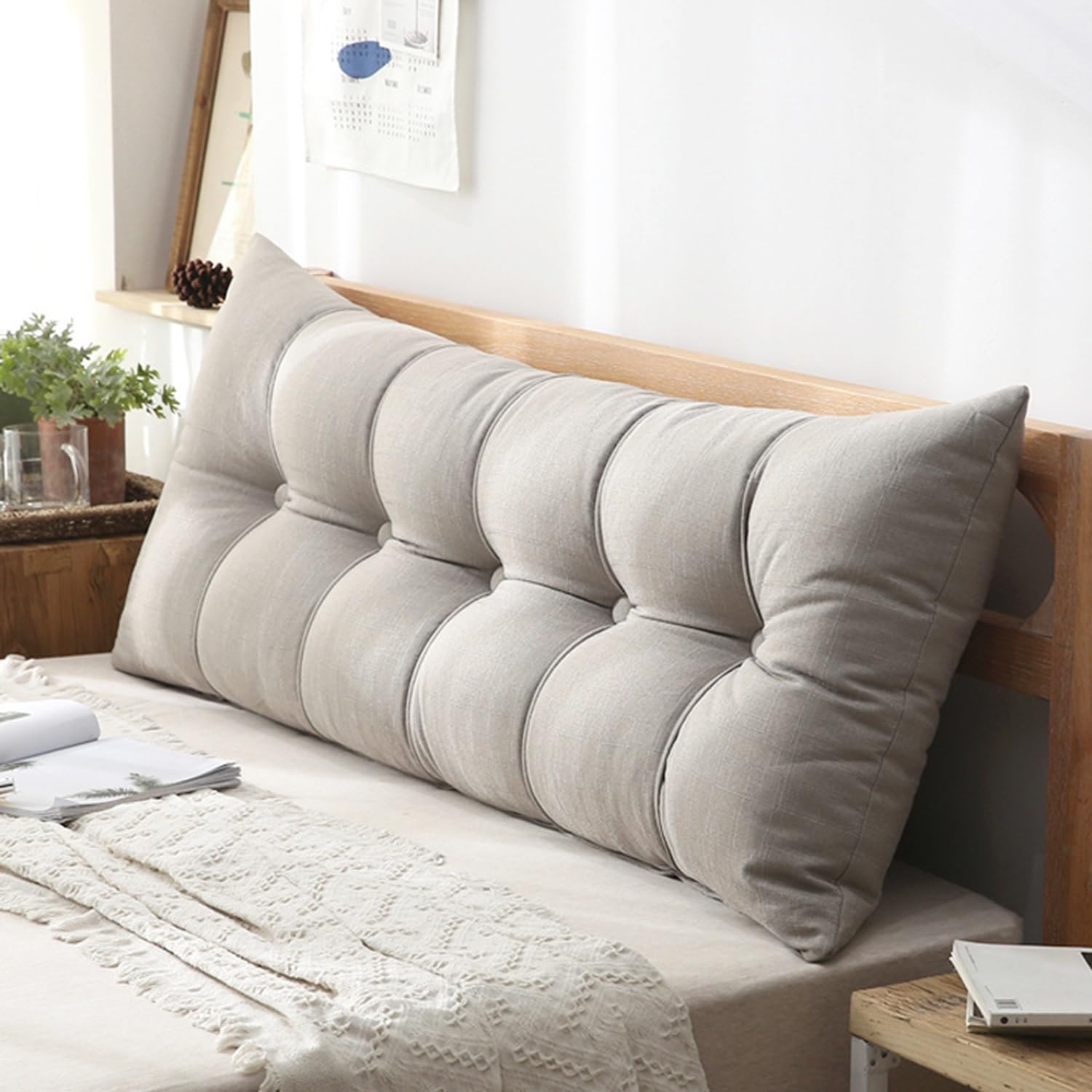 UWOBTN Cojín Grande para Respaldo de Lectura, Almohada de Lectura de Cabecera, Cojín de Apoyo Lumbar, Desmontable Cojines de Pared,Oficina Silla Cojín para Sofá Cama Silla(#2,150x60x20cm)