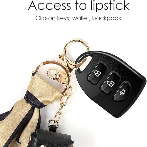 Miniatura 4 de Adorila Paquete de 2 llaveros para lápiz labial, estuche de cuero suave para lápiz labial para mujeres, bolsa portátil para lápiz labial, soporte