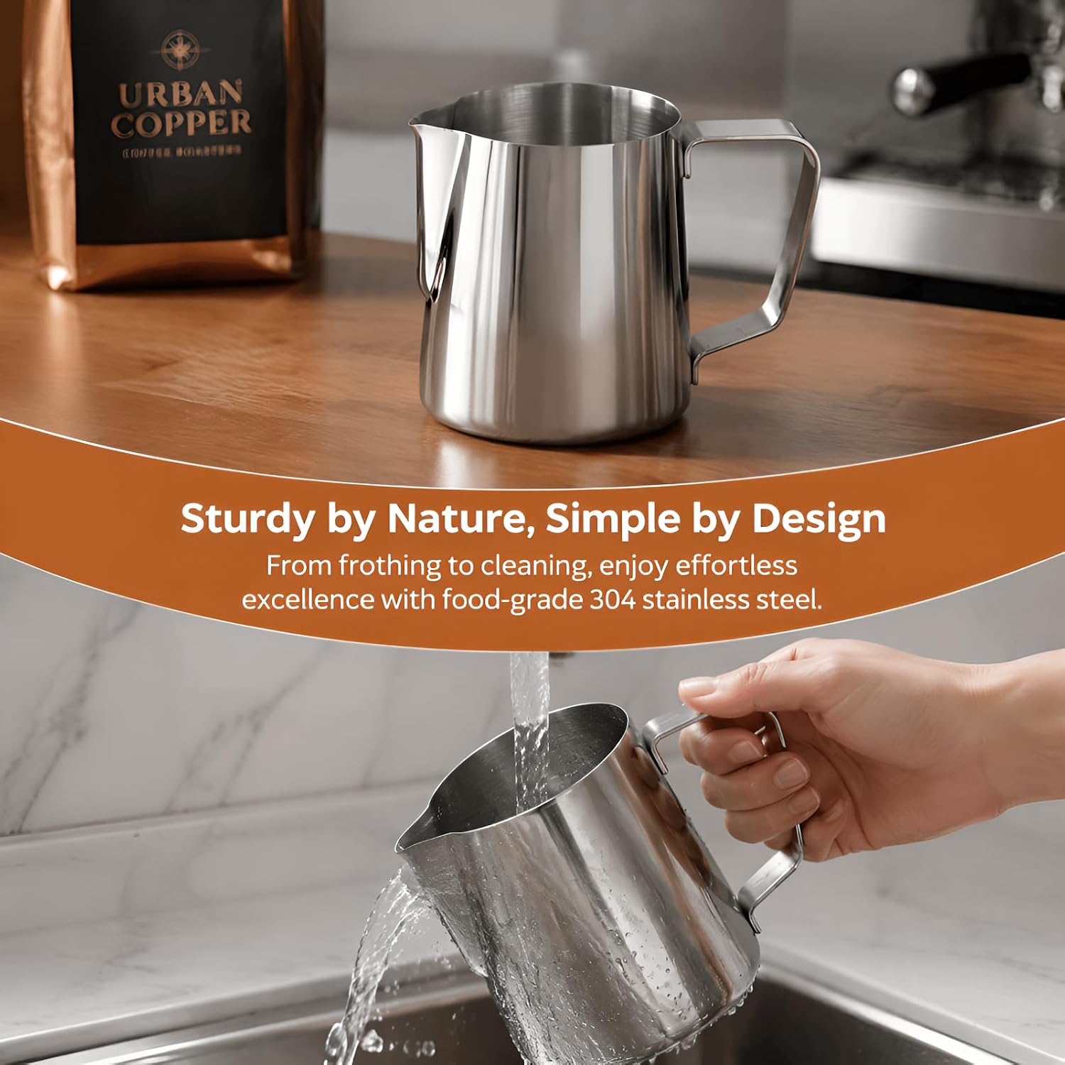600ML/20oz 304 Stainless Steel Milk Frothing Pitcher With Latte Art Pen