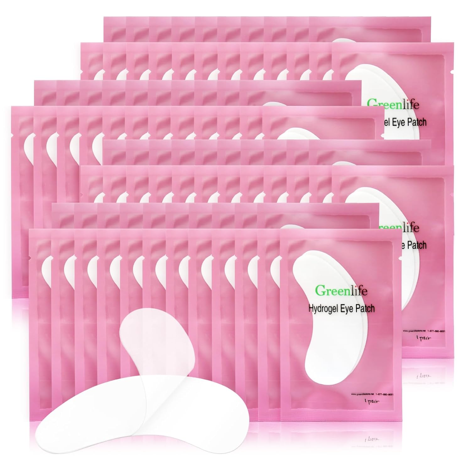 GreenLife 400 Pairs 100% Natural Eyelash Extension Under Eye Gel Pads patches kit Collagen Aloe Vera Hydrogel Eye Patches Eyelash Extension Supplies Tools, Lash Extension Supplies (100 200 400 Pairs)