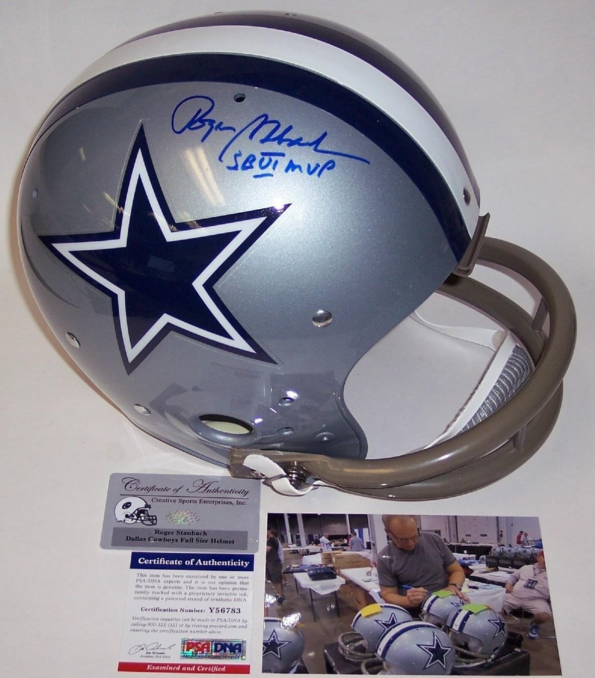 Autographed Roger Staubach Helmet Throwback Full Size PSA