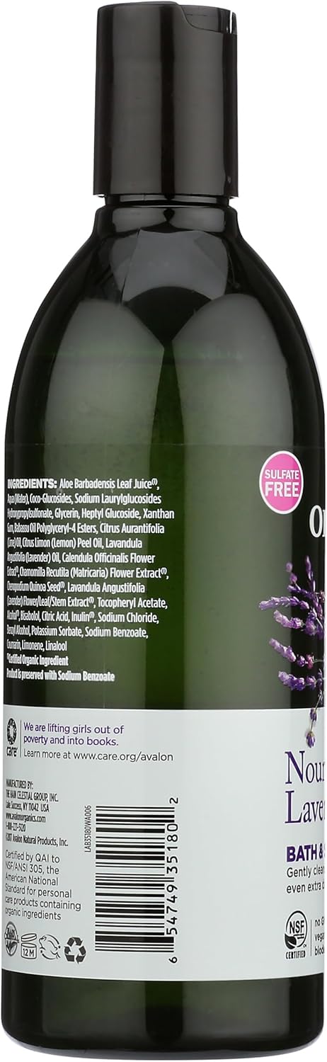 Avalon Organic Botanicals, Bath & Shower Gel, Lavender, 12 oz