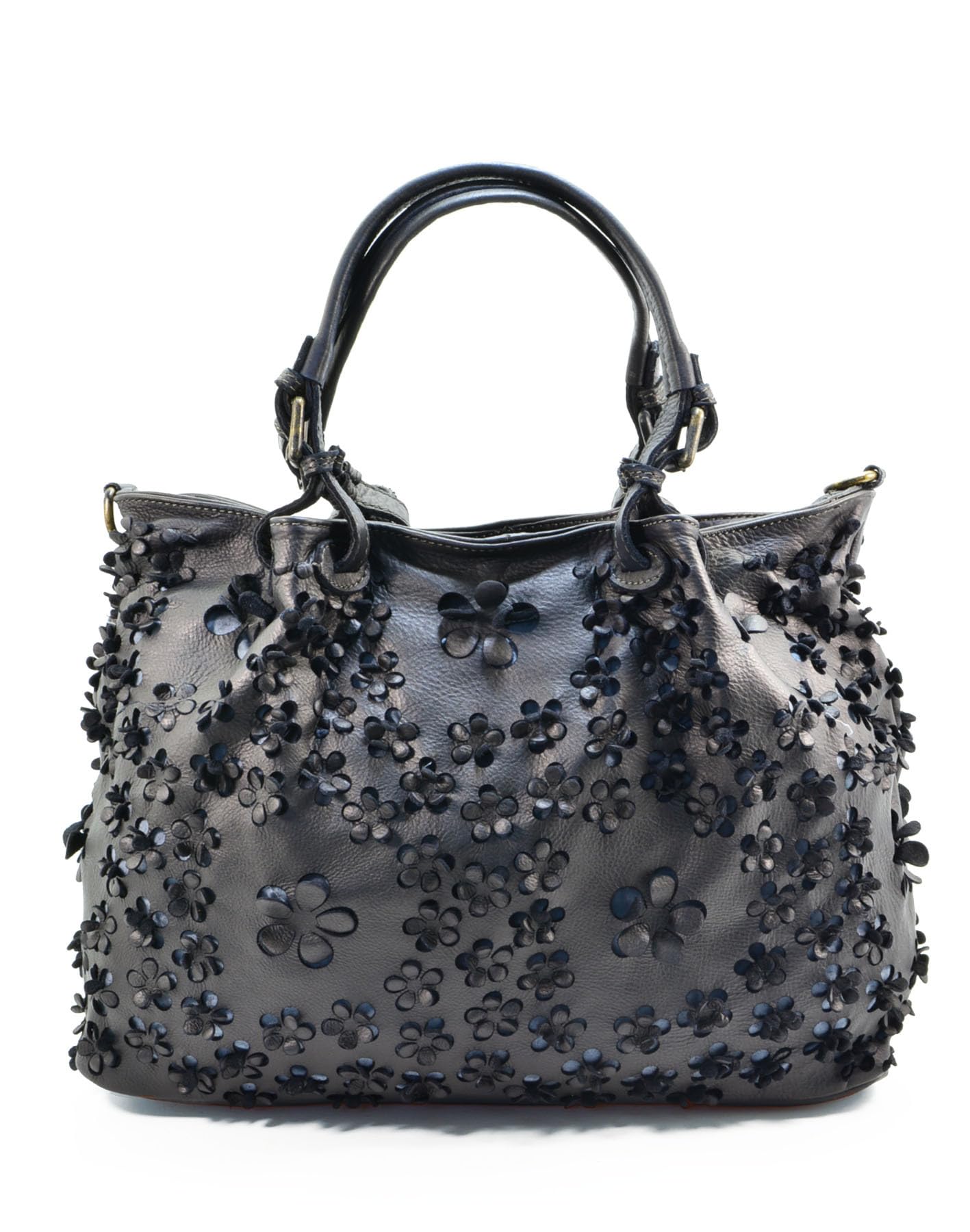 Sac à main cabas en cuir véritable lavé vintage modèle FLORA