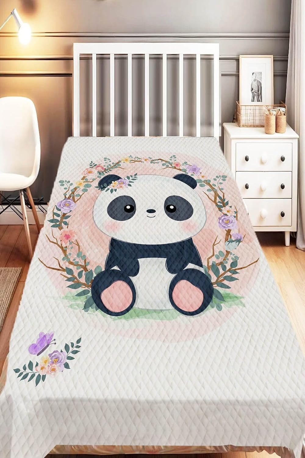 SODEF Kids Quilt Set Twin Size, Giraffe Floral Design, Fade Resistant Polyester Microfiber, 63x87 inch, 2 Piece Set, Pink Animal Print - Pattern-13, One Size
