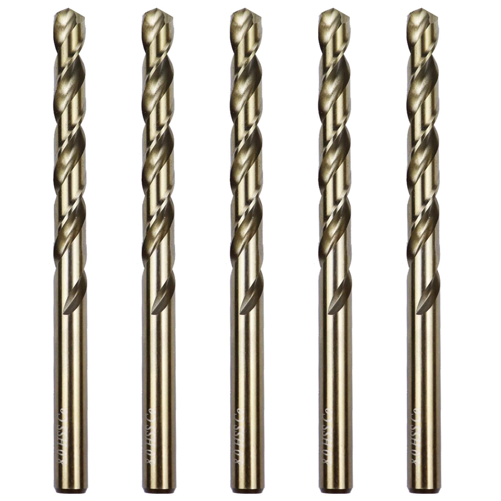 Sipery M35 Cobalt Drill Bit Set 5Pcs 5/16 Inch High Speed Steel Jobber Length Drill Bit with 5% Cobalt 8MM for Steel, Stainless Steel, Cast Iron, Hard