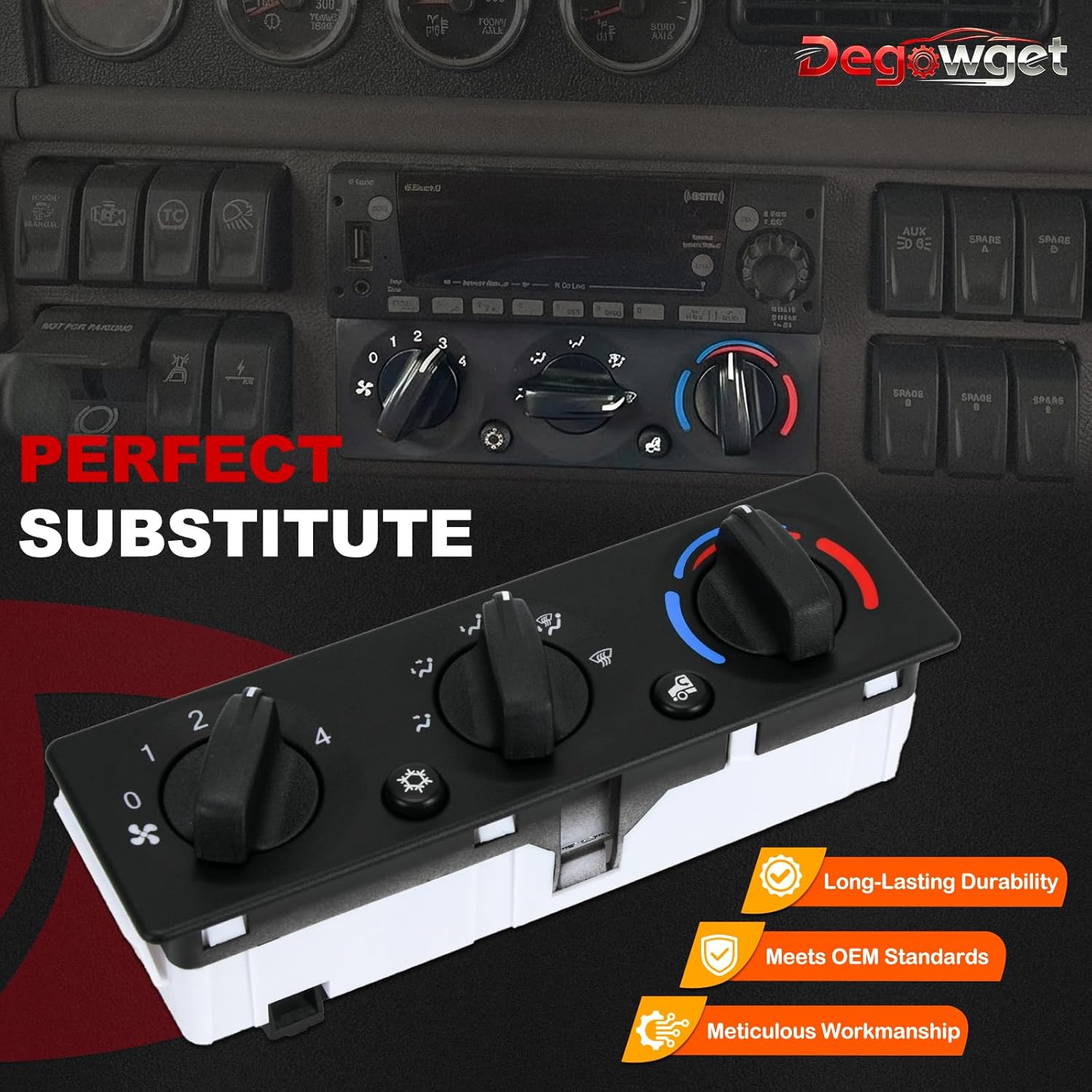 Heater A/C Control Switch Q21-6012 Compatible with Peterbilt 325 330 335 337 348 357 365 367 378 379 384 385 386 388 389 HVAC Climate Control Panel