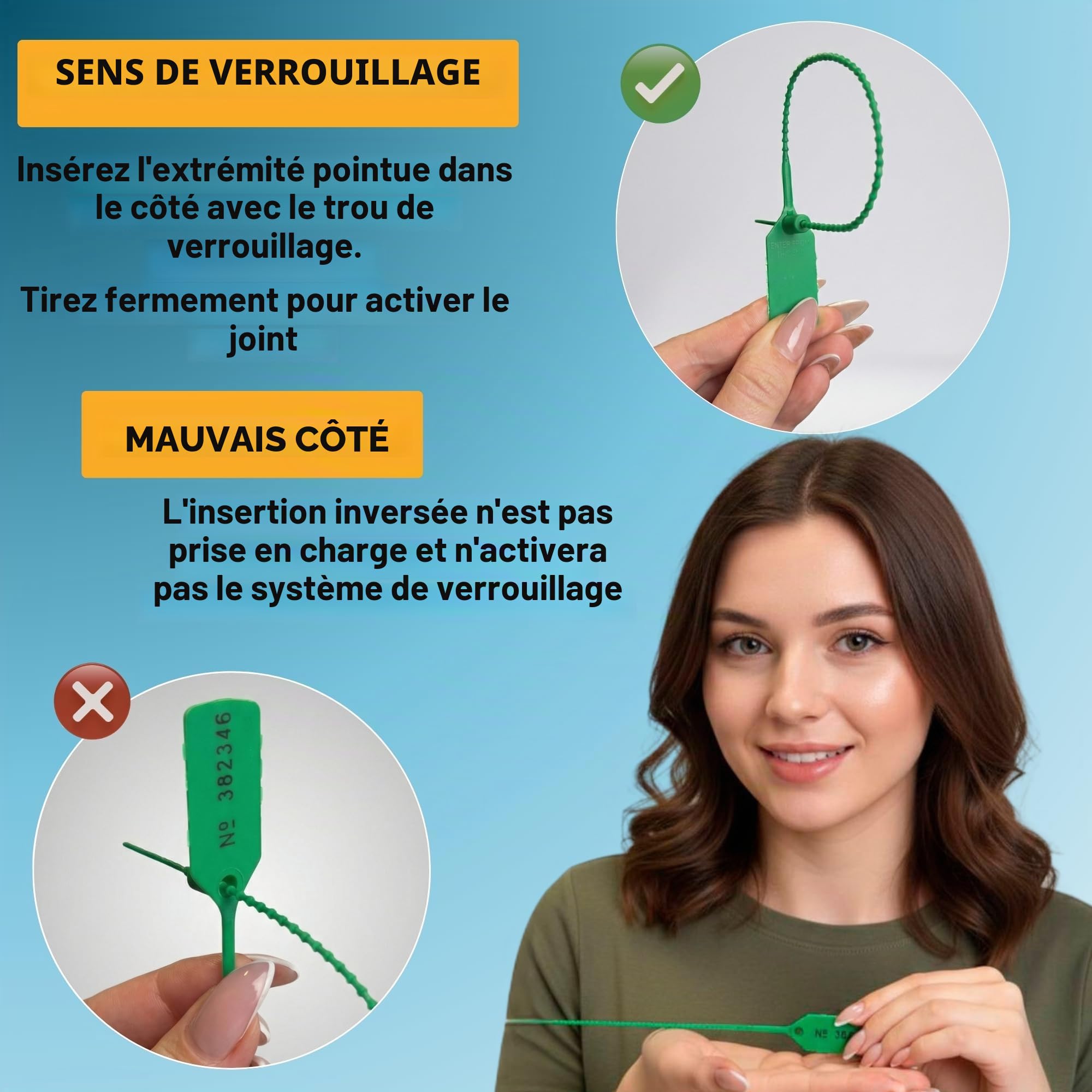 Lot de 100 joints numérotés fabriqués au Royaume-Uni - Joints anti-effraction, attaches de sécurité, étiquettes de sécurité, joints de sécurité, joints de sécurité, attaches numérotées (jaune, 100)