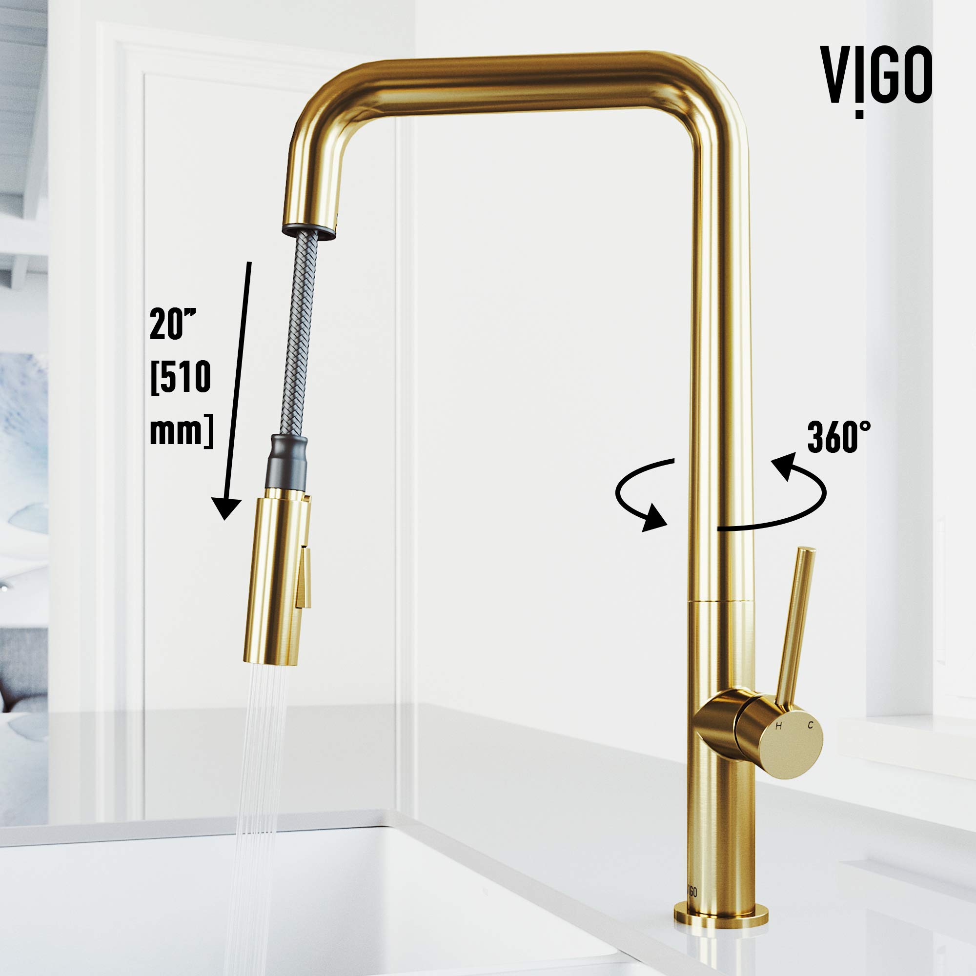 VIGO Parsons 18'' H Single Handle Pull-Down Sprayer Kitchen Faucet