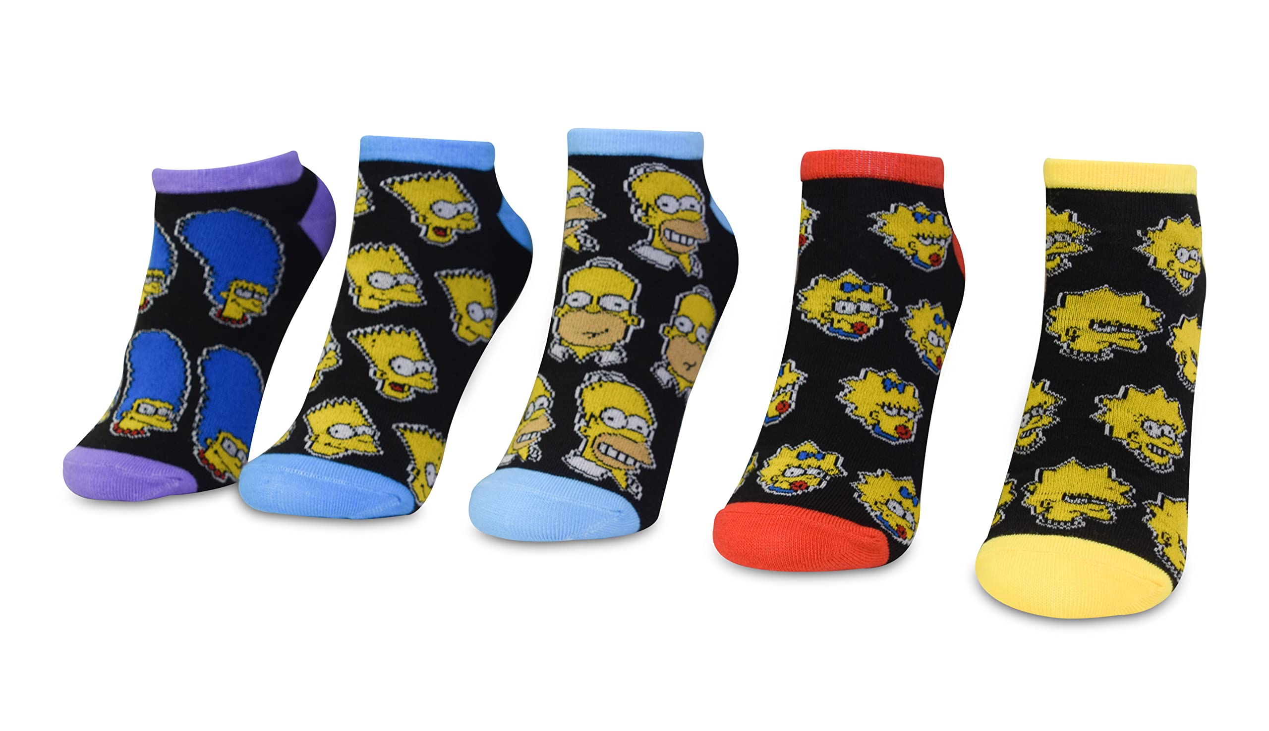 Lupsty Women's Multi Simpsons The Homer Bart Marge Lisa Maggie Men's 5 Pack Low Cut Socks, L