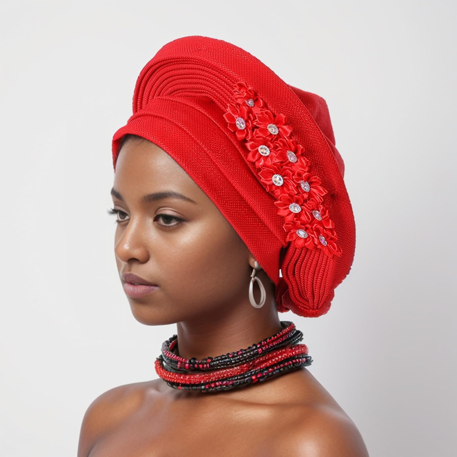 Przesadny kwiat łatany turban kapelusz wielowarstwowy czepek kapelusz oddychający afrykański ślub opaska na głowę kobiety turban festiwal muzyczny