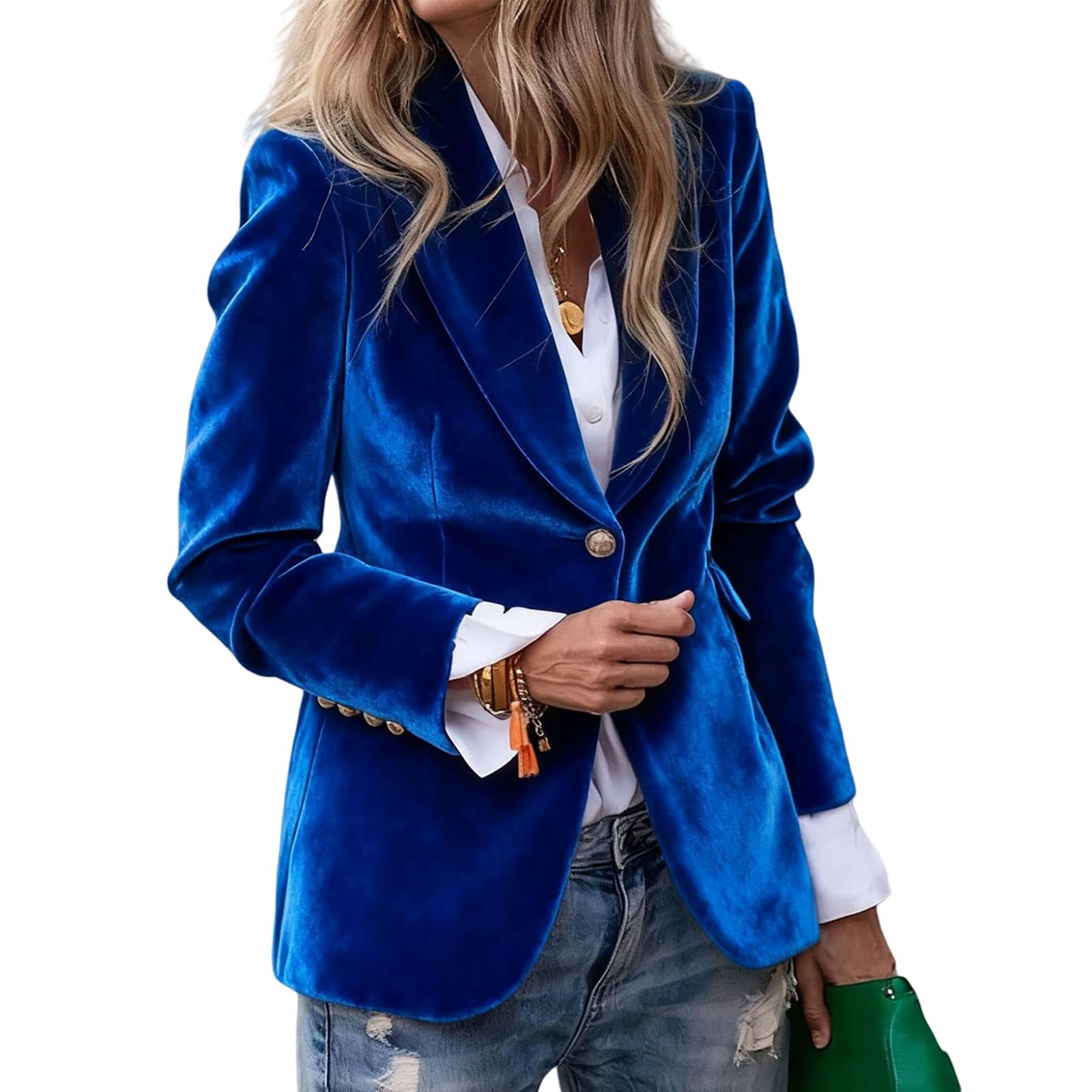 Womens Velvet Blazer Business Casual Suit Jackets V Neck Work Office Blazers Vintage Velvet Button Up Suit Coat