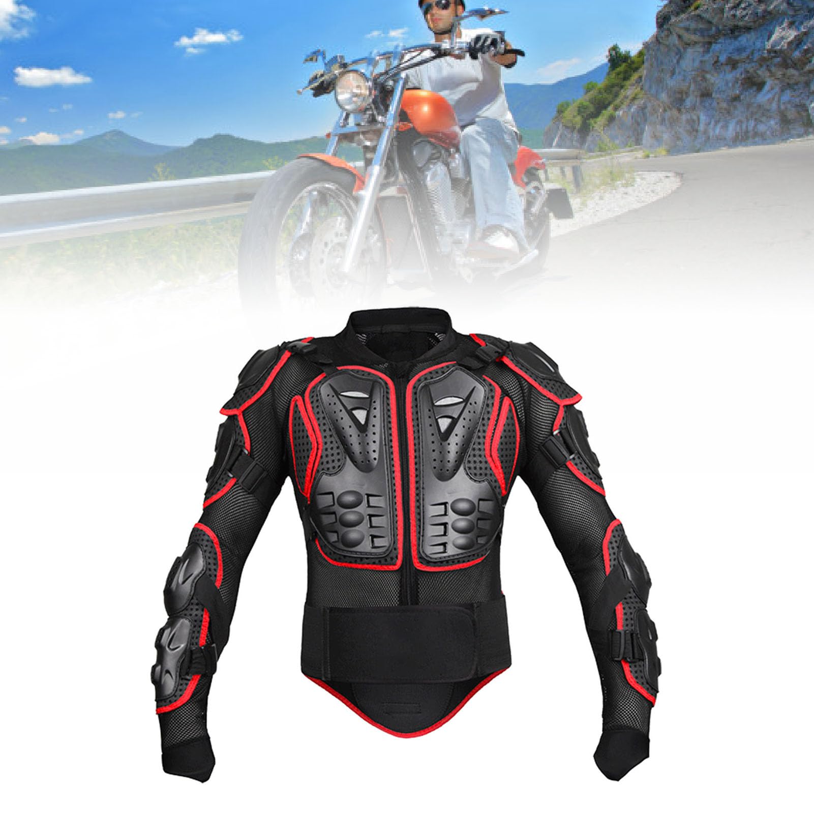 Kurtka Ochronna Motocyklowa Pełna Zbroja Ciała, Ochrona Zabezpieczenia w Klatce Piersiowej, Sprzęt Motocyklowy, Odporna na awarię oddychającą Rowerowe Rowerowe Sprzęt Ochrony od (XL)